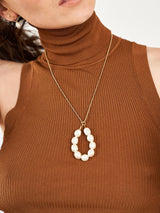 ROUND PEARLS GOLD PENDANT-eios jewelry