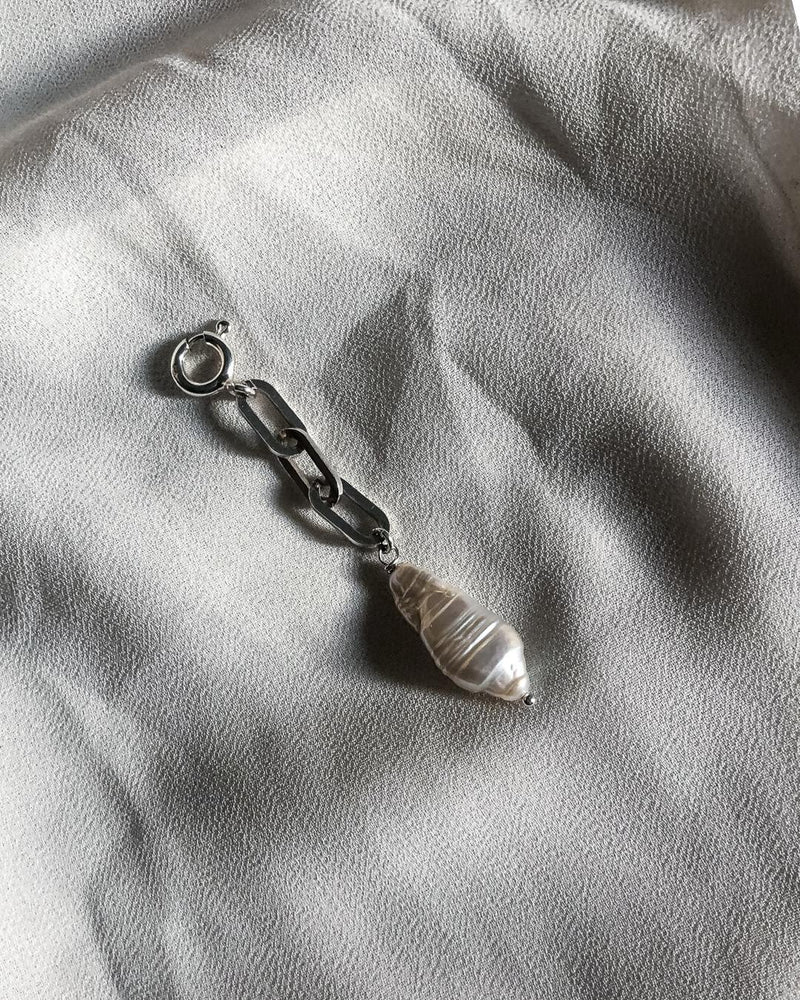 LONG SILVER PEARL CHARM-eios jewelry
